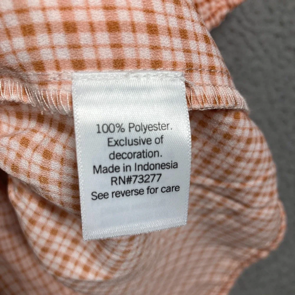 LC Lauren Conrad Crop Top Women's Petite‎ XL Brown Plaid Sleeve Cottagecore - Picture 6 of 9